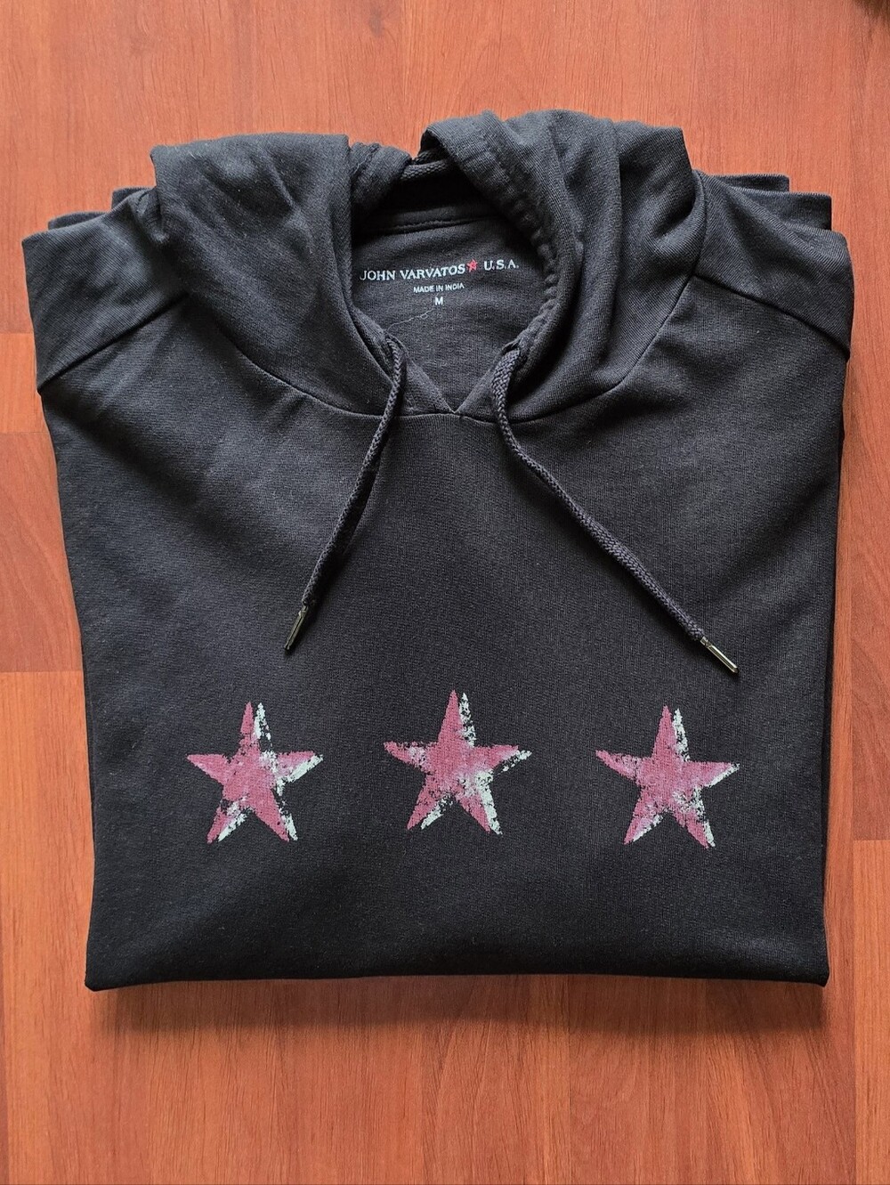 John Varvatos Black Hoodie with Stars, Sz M
